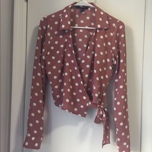 Adorable polka dot wrap shirt